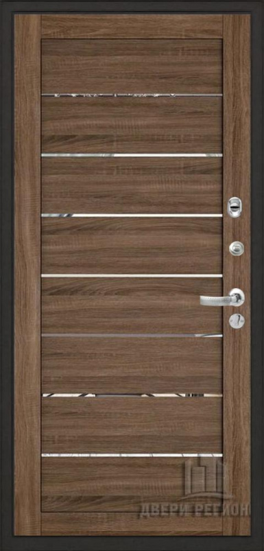 Входная дверь Regidoors Центурион Mottura LIGHT 2125 с зеркалом "Серый велюр" - второе изображение